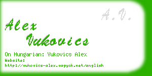 alex vukovics business card